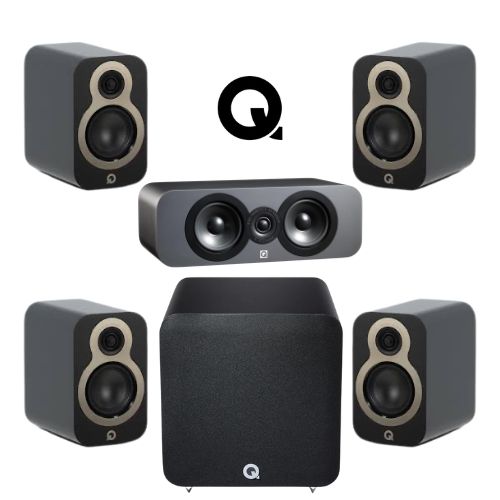 Sistema de Cine en Casa 5.1 Q Acoustics Combo 1 | 3010c + 3090c + Q Sub 80 | Audio HiFi Compacto y Envolvente | JMI Audio