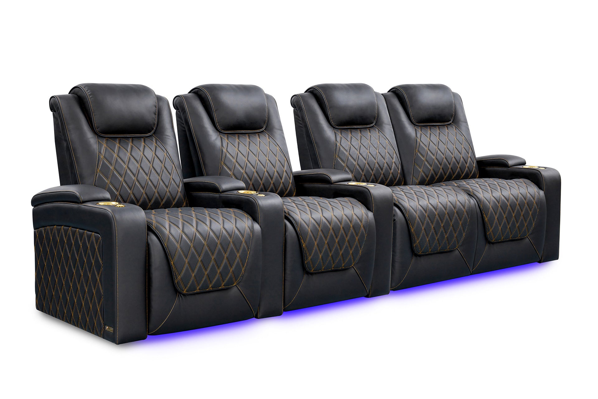 Oslo Fila de 4 Sillones (loveseat derecho)costuras doradas | Valencia Seating
