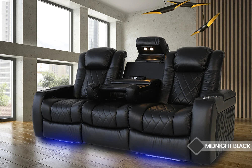 Tuscany Lux Console Fila de 3 Sillones con centro desplegable | Valencia Seating