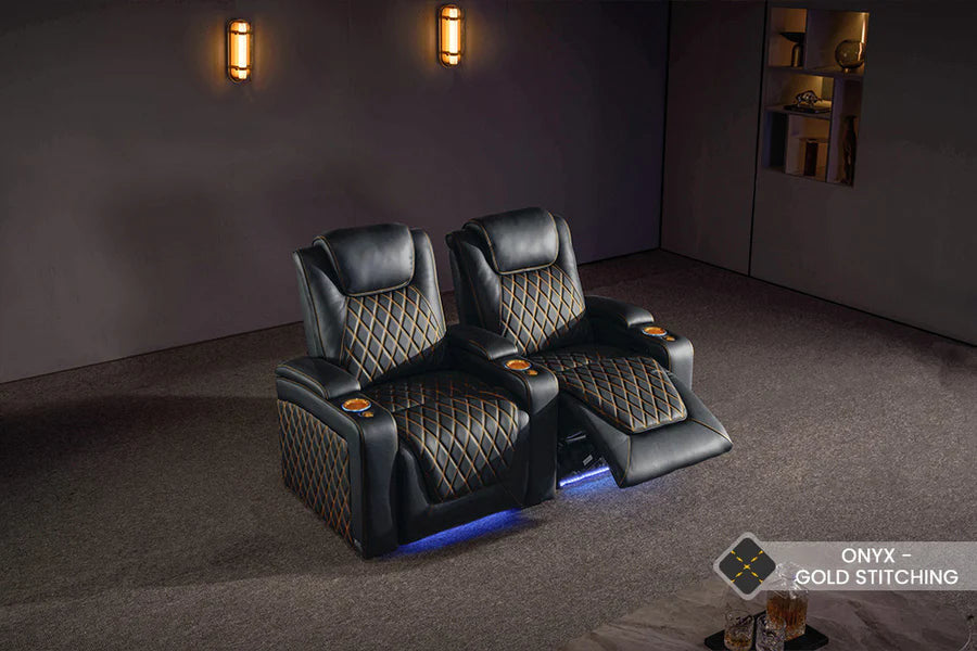 Oslo Fila de 2 Sillones de lujo con costuras doradas | Valencia Seating