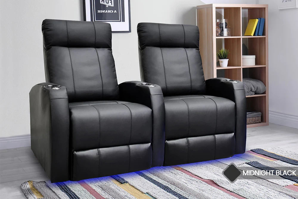 Syracuse Fila de 2 Sillones reclinables eléctricos con piel | Valencia Seating