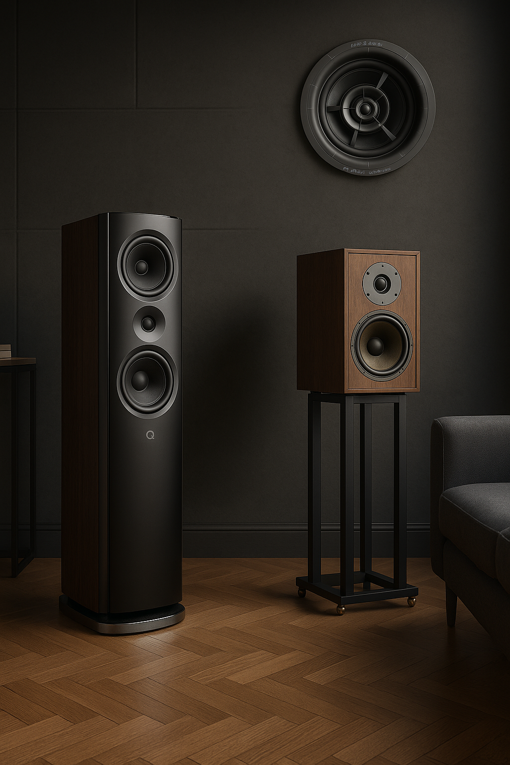 Bocinas de repisa Atalante 3, bocinas de torre Q acoustic, bocina de techo Origin Acoustic