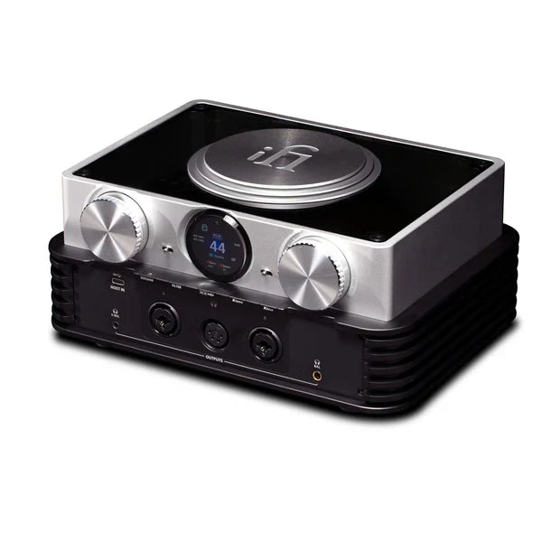 Amplificador hibrido para audífonos y equipos hifi, con secciona bulbos o estado solido, marca ifi modelo iDSD phantom