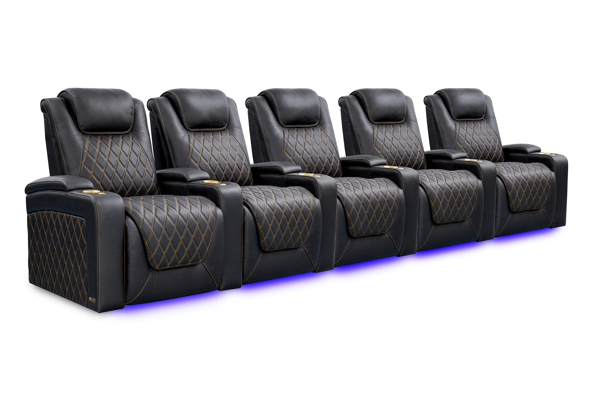Oslo Fila de 5 Sillones de lujo, costuras doradas | Valencia Seating