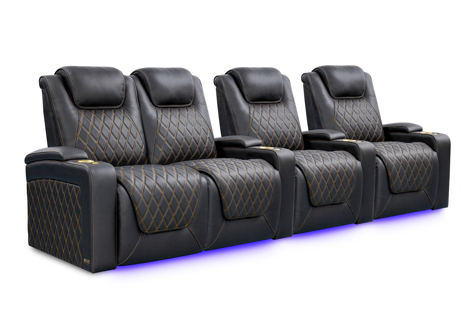 Oslo Fila de 4 Sillones (loveseat izq) costuras doradas | Valencia Seating